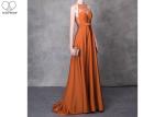 Orange A Line Ball Gown Colorful Heavy Beading Floor Length See Through Style
