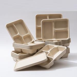 Wholesale Sugarcane Pulp Lunch Takeaway Bento Box 4 5 Compartment Biodegradable Disposable from china suppliers