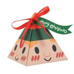 Santa Claus Triangular Pyramid Biodegradable Paper Food Packaging Sweety Box