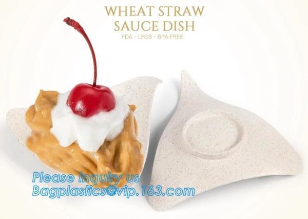 Disposable mini sessert forks, wheat straw sauce dish,corn starch tableware 7