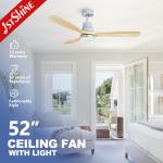 Solid Wood Smart 110v Color Changing Ceiling Fan Remote Control AC Motor