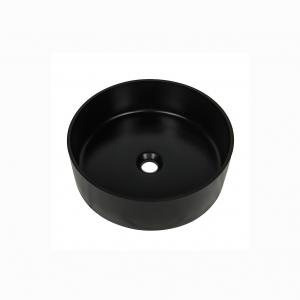 China 410mm Black Quartz Undermount Round Single Bowl Kitchen Sink With Splashback on sale