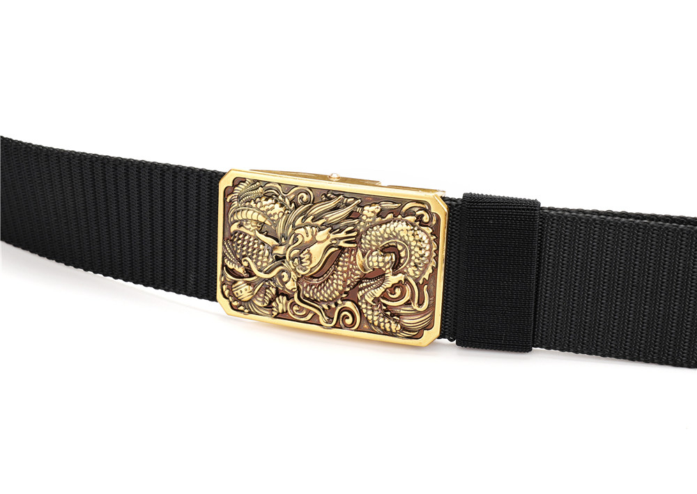 Black Businessman Buckle Nylon Belt 130cm Braided Web Belt