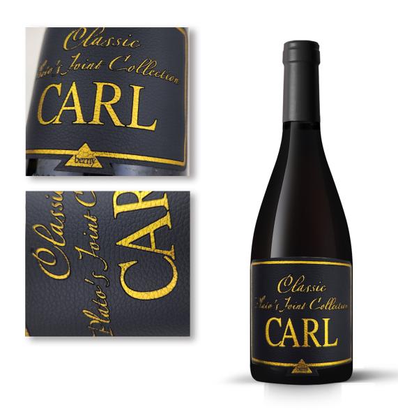 Custom Self-Adhesive Durable Leather Paper Embossed Gold Foil Wine Label for