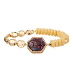 5 Colors Gold Plated Stone Handmade Beads Bracelets With Regular Heptagon