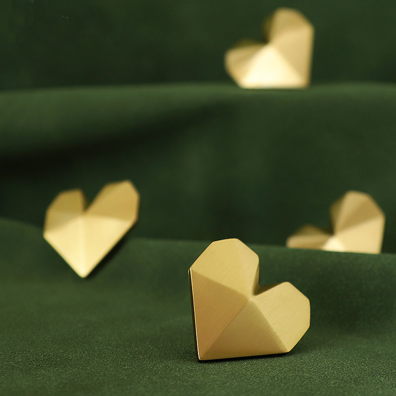 Heart Shaped Brass Furniture Hardware Handle Yellow