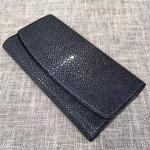 Authentic Smooth Stingray Skin Lady Large Wallet Genuine Leather Female Clutch