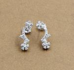 925 Sterling Silver Cubic Zirconia Stud Earrings Wires Earring Flower Shape