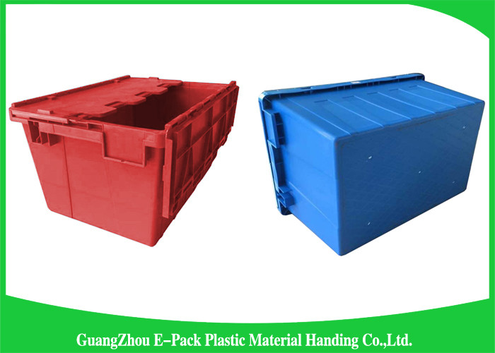 Blue PP Plastic Attached Lid Containers , plastic storage boxes with lids
