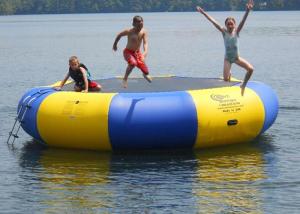 Wholesale 4m bule and yellow water trampoline, inflatable water games trampoline from china suppliers