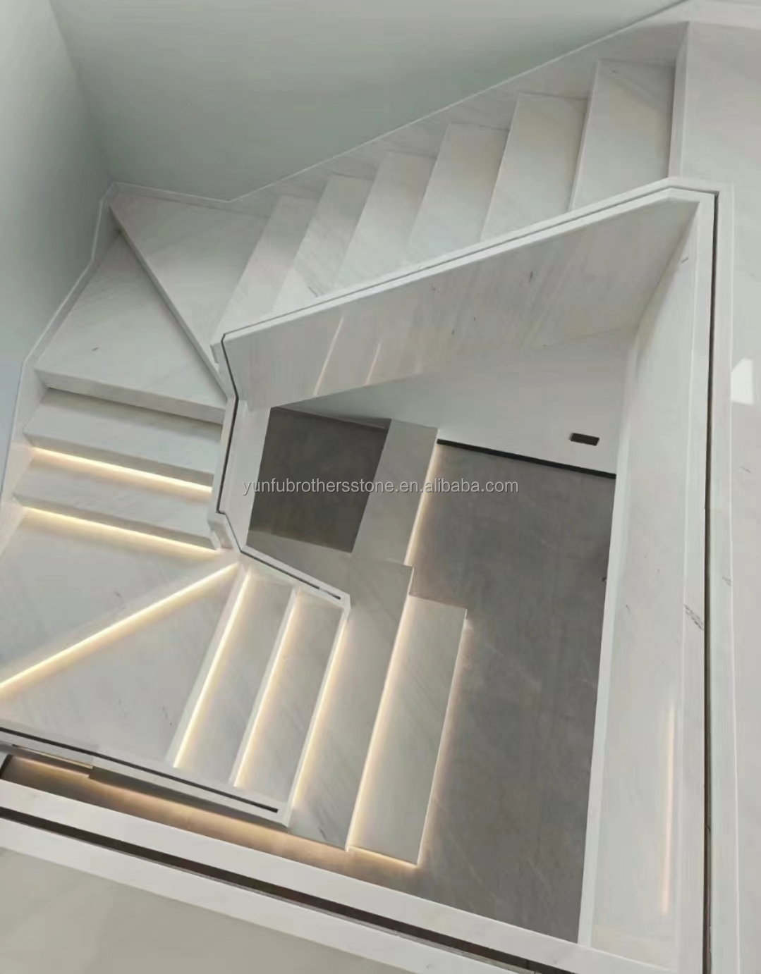 Indoor Villa Modern Natural Stone Stairs Design for Polished Straight Steps