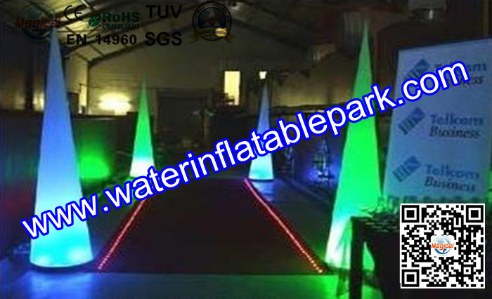 2m Lighting Inflatable Stages Decoration / Inflatable Cone For Wedding Backdrops
