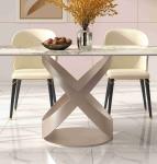 Luxury Contemporary Dining Table Chair Sets With X Stainless Teel Base