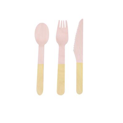 160mm Disposable Compostable Yellow Party Dip Dyed Wooden Utensils For