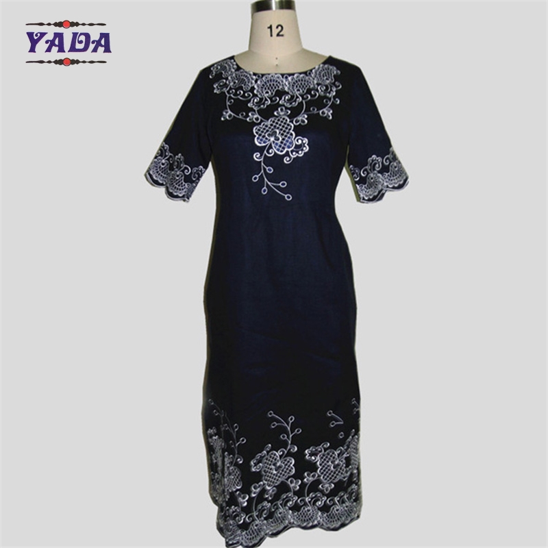 Hot sell embroidery short sleeve black fashion sexy dresses women summer dress with high quality