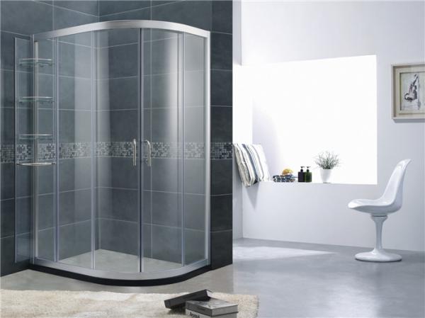 Movable Shelf D Shaped Glass Shower Door Sand Silver Aluminum Alloy For