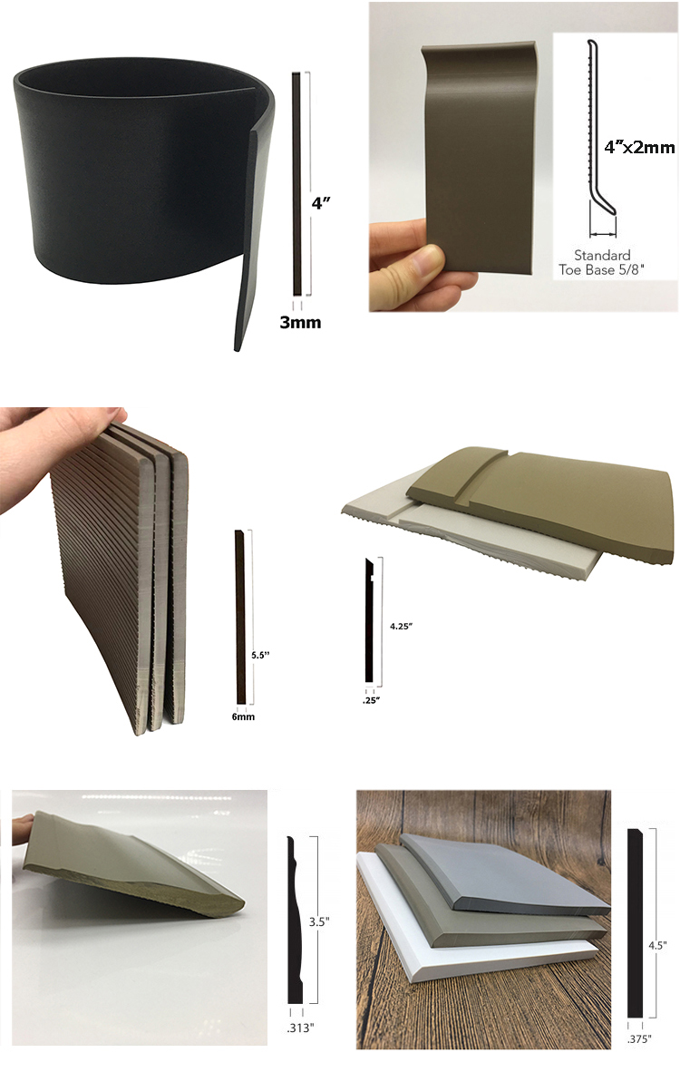 Extrusion Process Vinyl Baseboard Flexible PVC Skirting Board for Cove Wall Base