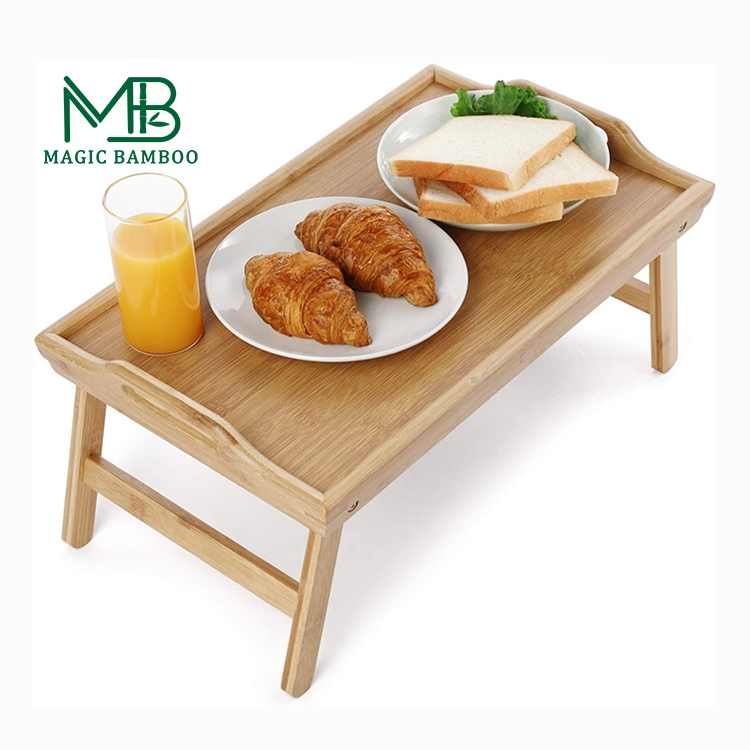 Portable Bamboo Breakfast Dinner Tray Writing Or Drawing Table With Foldable Legs