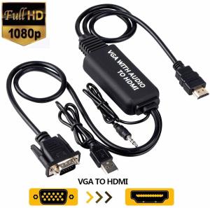 Wholesale 1.2M 4FT Full HD 1080P VGA to HDMI Adapter VGA2HDMI Audio Video Converter Cable from china suppliers