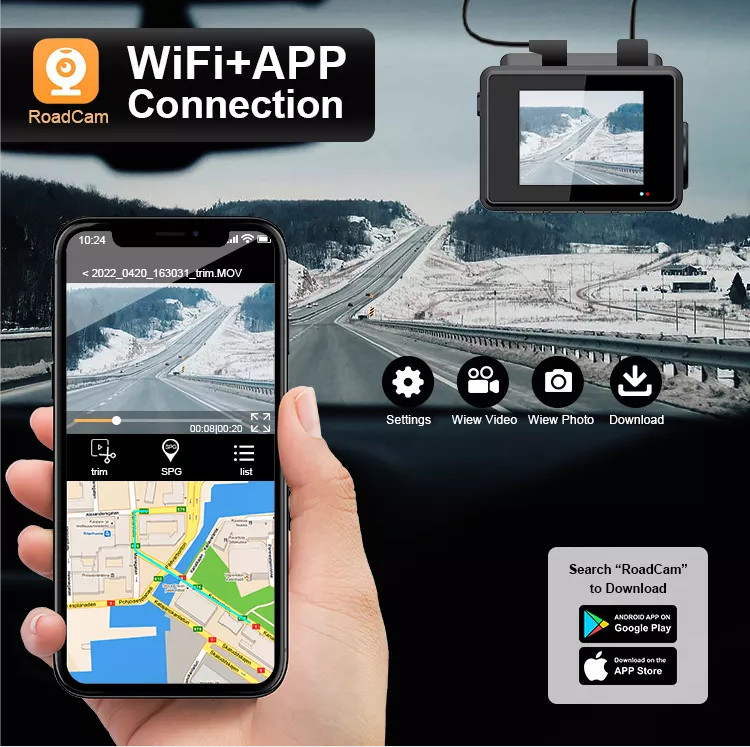 RGB AHD Dual Lens GPS Wifi Dash Cam With Speed And GPS Motion Detection