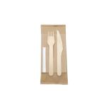 160 Mm Biodegradable Wooden Fork Spoon Napkin Toothpick With Wrapped Paper