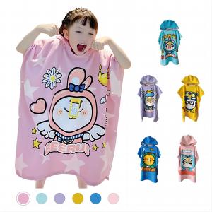 China Soft Microfiber Beach Towel And Bathrobe Poncho For Kids on sale