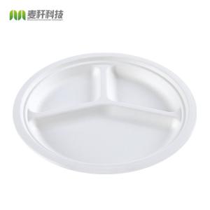 Wholesale USA Market Compostable BBQ Tableware Bagasse 3 compartment Round Plate from china suppliers