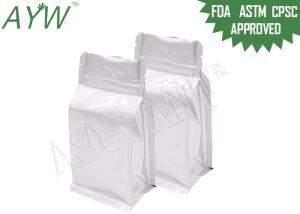 Wholesale Quad Sealing Coffee Tea Bags Glossy White , Stand Up Zipper Bag For Food Storage from china suppliers