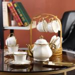 Europe Design Style Vintage Ceramic Tea Cup Set with Teapot Gold Porcelain