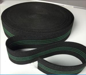 Wholesale Indian Style Sofa Elastic Webbing 68g/M Black Color With 3 Green Lines from china suppliers