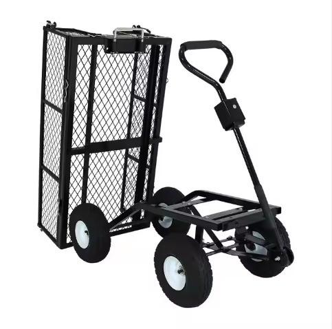 High Bearing Metal Folding Garden Trolley With 4 Wheels And Low Energy