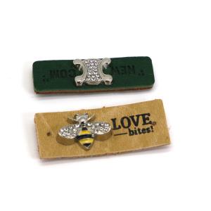 Wholesale Hot Press Letters Custom Leather Patch With Inlaid Diamond 4cm×1cm from china suppliers