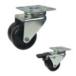 Swivel Bolt Hole Head Black 2 Inch Castor Wheels Rubber Plastic