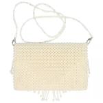 White Pearl Hand Bags Tassel Straddle Shoulder with 54 Cm Strap