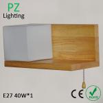 Oak wood wall lamp with hand blown white glass shade E27 40Wx1 CE/ROHS Made in