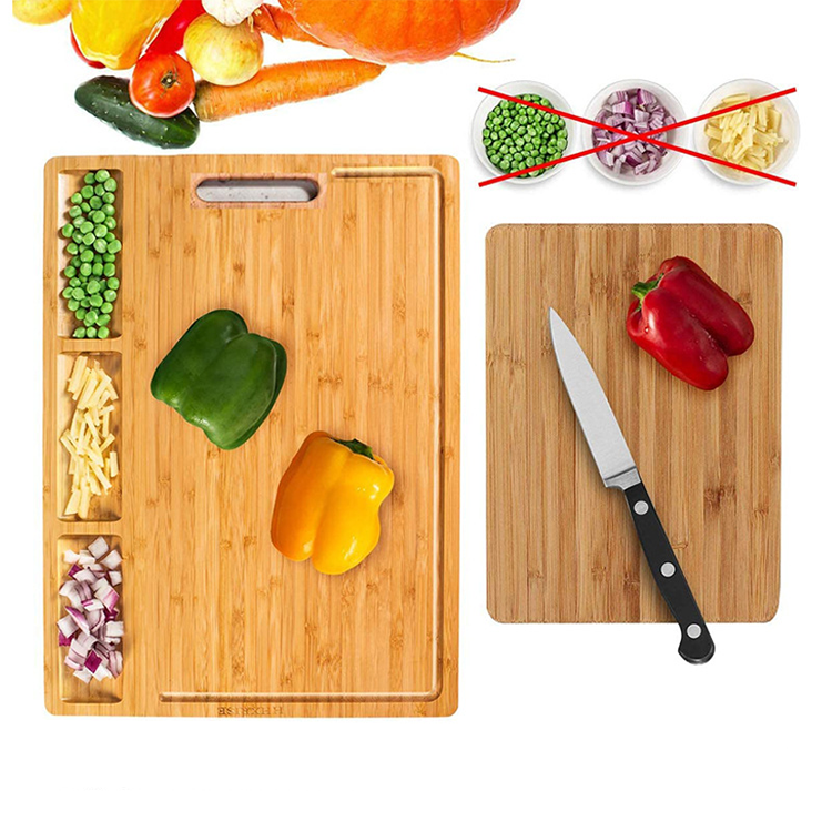 Customized Rectangle Bamboo Cutting Board with Container For Kitchen CE / EU Approved