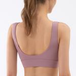 Blue U Shape Neck Sports Bra Women's Stretch Yoga Bra Spandex