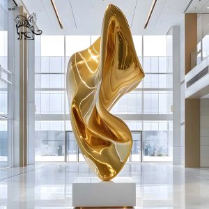 Buy cheap Golden Stainless Steel Abstract Sculpture Mirror Modern Large Metal Statue Hotel from wholesalers