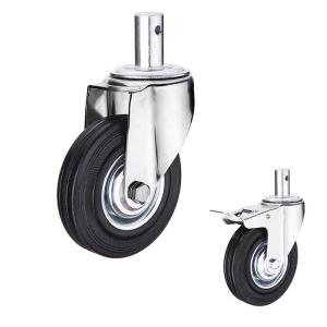Wholesale Soft 5 Rubber Casters Black Wheel Swivel Stem 176lbs Capacity from china suppliers