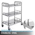 Lab Rolling Cart 3 Shelves Shelf Stainless Steel Rolling Cart Catering Dental