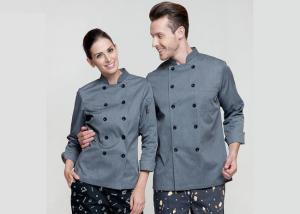 Wholesale Gray Personalized Custom Work Shirts , Slim Fit Double Breasted Chief Cook Uniform from china suppliers