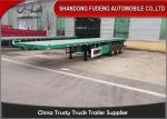 3 Axles 30 Tons 40Ft Low Flatbed Truck , Flatbed Semi Trailer Carbon Steel