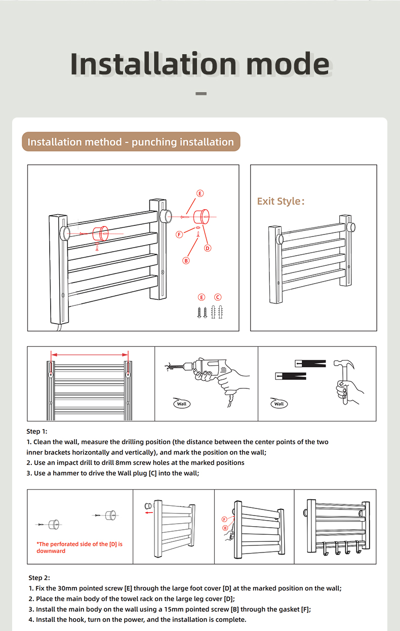 Three-layer Modern Design Steel Bathroom Heated Towel Warmer Rail Electric 1000 400