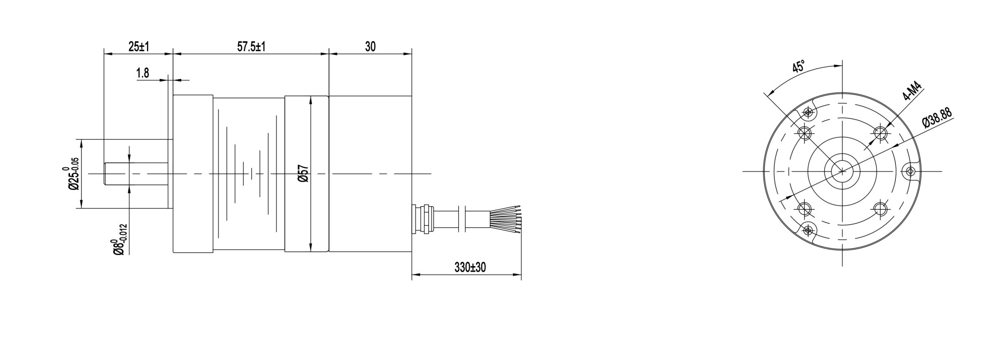 Nema23 Brushless Dc Motor 0.18N.M 24V 3500RPM 57BL03X-001 With Integrated Driver