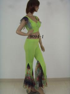 Wholesale Green Belly Dancing Clothes V Neck Tops Leotard Belly Ankle Length Pants from china suppliers