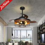 DC Motor 35W Retractable Decorative Ceiling Fan With 5 Light Kits