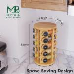 Wholesale 360° Rotatable Bamboo Spice Bottle Storage Rack For Hotel Kitchen