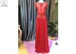 Red Blue A Line Ball Gown / Lace Perspective Chiffon Evening Dress Sleeveless
