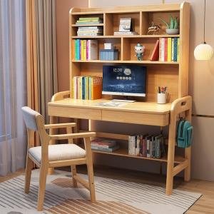 China Shengwei Furniture Solid Wood Bookshelf Integrated Computer Desk Table on sale