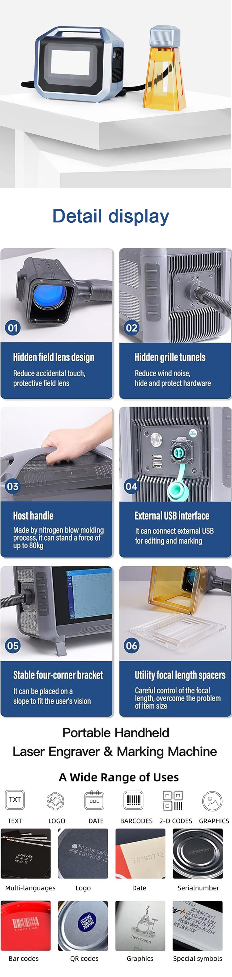 Best Products Mini Portable Laser Marker 20W 30W Fiber Optic Handheld Laser Machine Working Accuracy 0.001